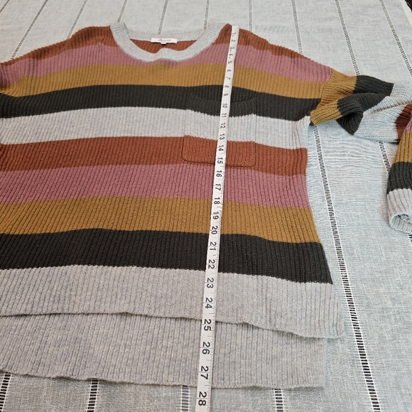 Madewell Thompson Striped Colorblock Crewneck Pocket Sweater Cotton Cozy  Medium - Picture 8 of 11
